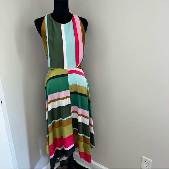 Maggy London Pop Party striped midi asymmetrical dress size 2 - Picture 7 of 16